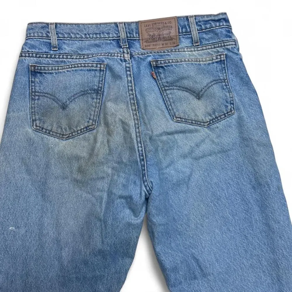 Levis Jeans 550 Vintage 90s Orange Tab Distressed Denim Pants 34